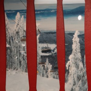 Wall Art 3 Part Glass Snowboard with Winter Scene