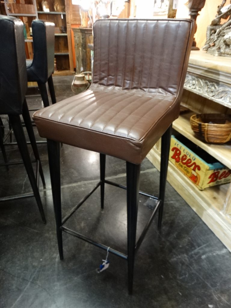 Barstool Brown Ribbed Barstool with Metal Frame