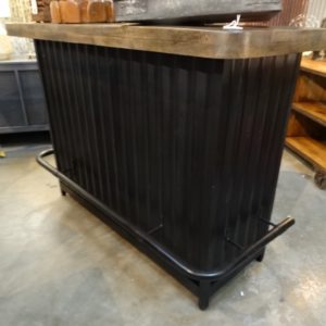 Bar Black Corrugated Bar with Wood Top