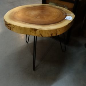 End Table Round Log Cut End Table