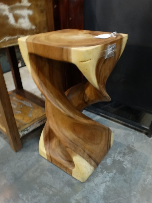 End Table Open Twist Wood Stump Stool End Table