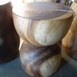 End Table Hourglass Shape Wood Stump Stool End Table
