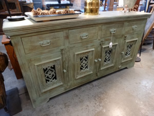 Sideboard Green Rustic Sideboard Cabinet with Iron Accents