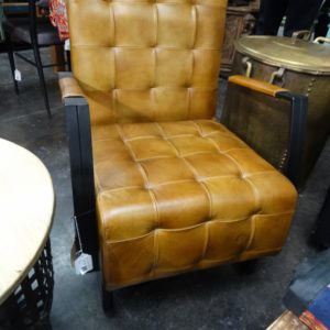 Arm Chair Leather Arm Chair with Metal Arms Camel