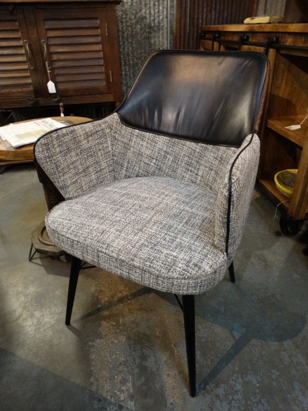 Arm Chair Upholstered Black and Tweed Dining Arm Chair