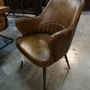 Arm Chair Leather Arm Chair with Metal Legs Brown