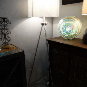Floor Lamp Silver Metal Tripod Base Floor Lamp