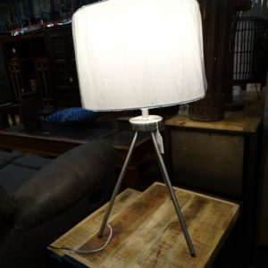 Lamp Silver Metal Tripod Base Table Lamp
