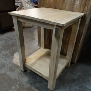 End Table Rustic White Wood End Table with Lower Shelf