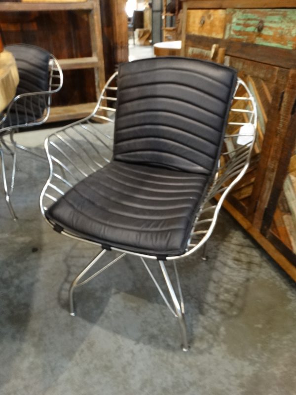 Arm Chair Upholstered Silver Wire Frame Chair