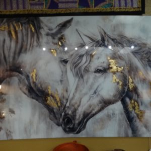 Wall Art Two White Horses Kissing Glass Wall Art