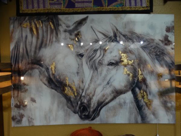 Wall Art Two White Horses Kissing Glass Wall Art