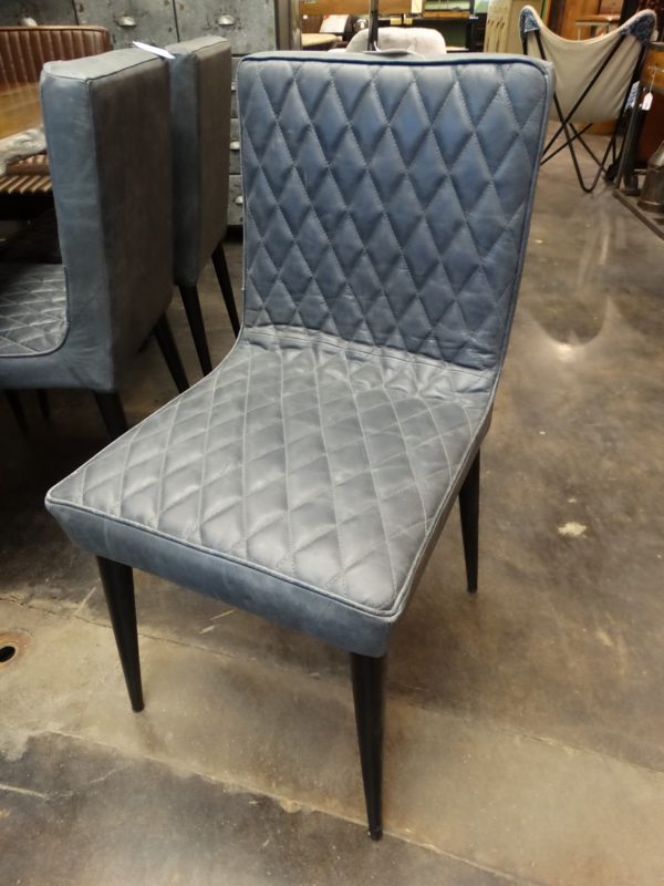 Chair Dining Chair Diamond Quilted Gray Leather Chair