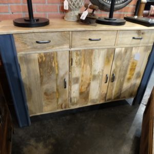 Sideboard Blonde Wood Cabinet Sideboard with Gray Accent