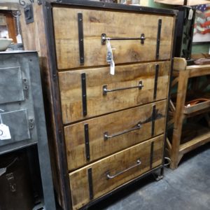 Dresser Wide Wood Chest of Drawers Dresser with Metal Frame