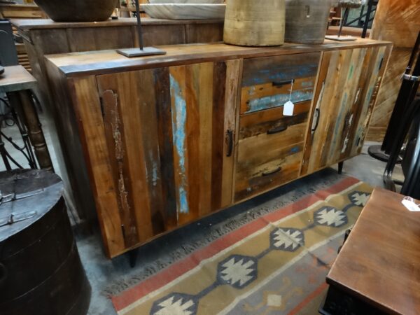 Sideboard Colorful Reclaimed Sideboard with Center Drawers