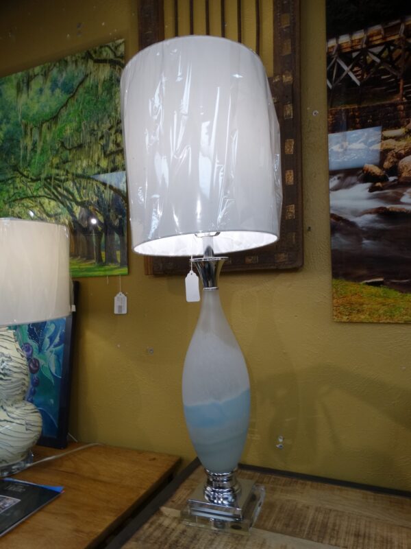 Lamp Glass Table Lamp Frosted Blue and White