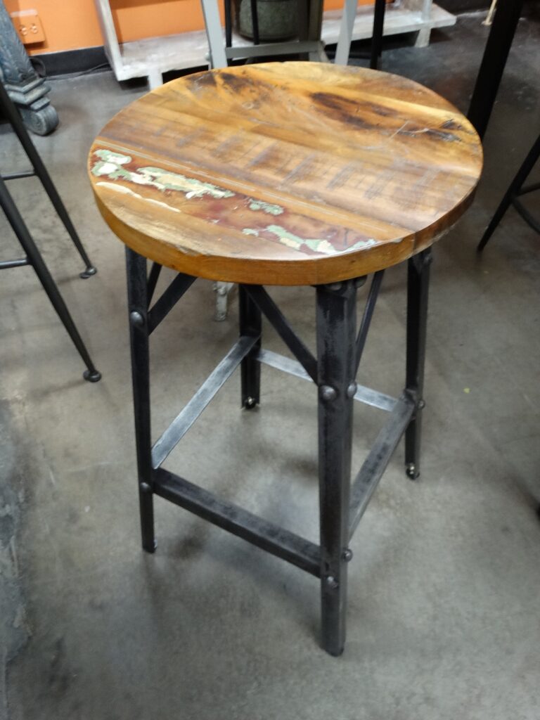 Stool Wood Top Industrial Barstool