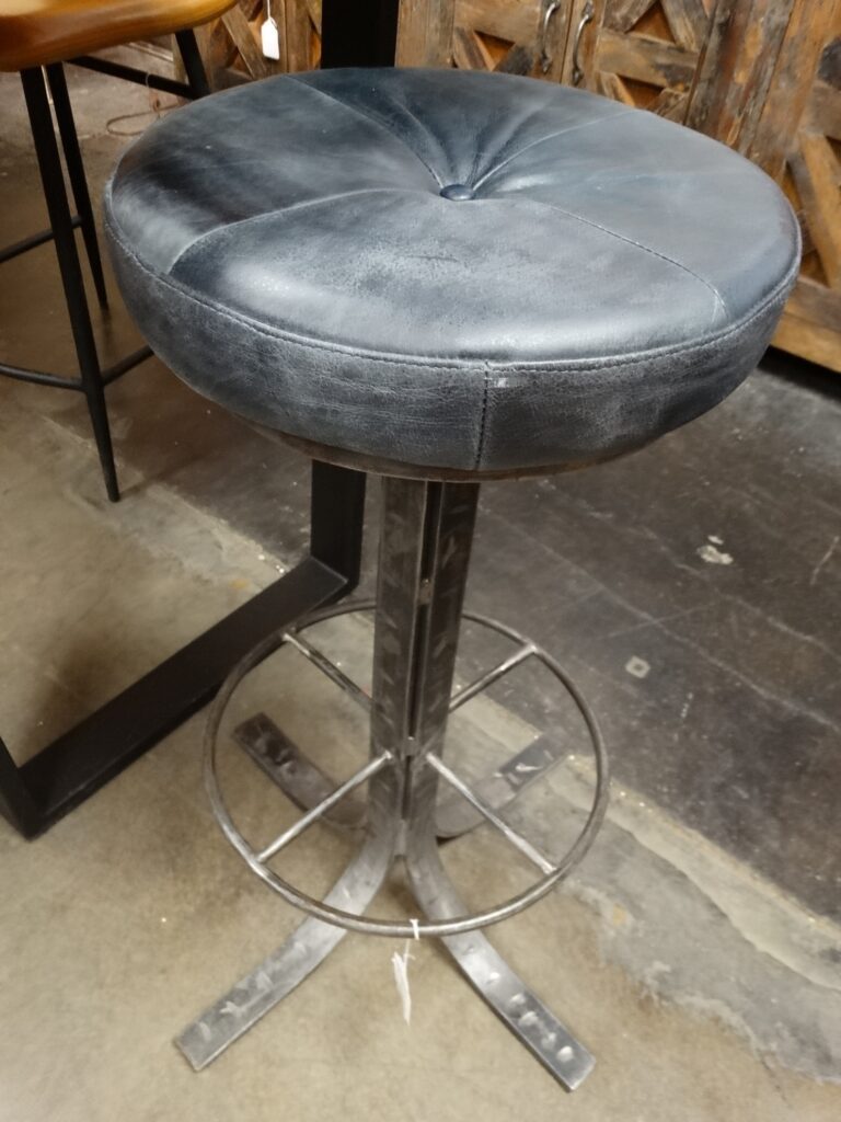 Stool Leather Top Round Seat Barstool