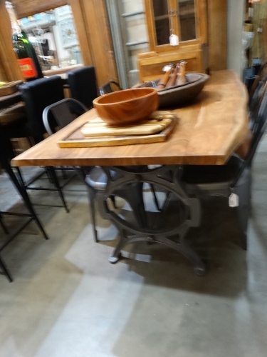 Dining Table Pencil Leg Wood Top Table - Rare Finds Warehouse