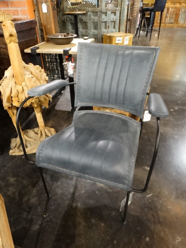 Arm Chair Quilted Leather Chair Gray
