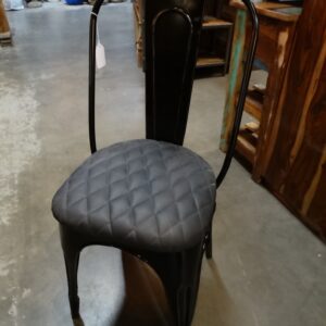 Chair Metal Tolix Chair with Leather Seat Gray