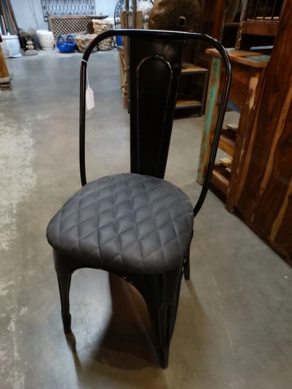 Chair Metal Tolix Chair with Leather Seat Gray