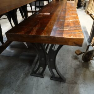 Bench Reclaimed Wood Top with Metal Base