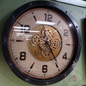 Wall Clock Golden Gears Round Wall Clock