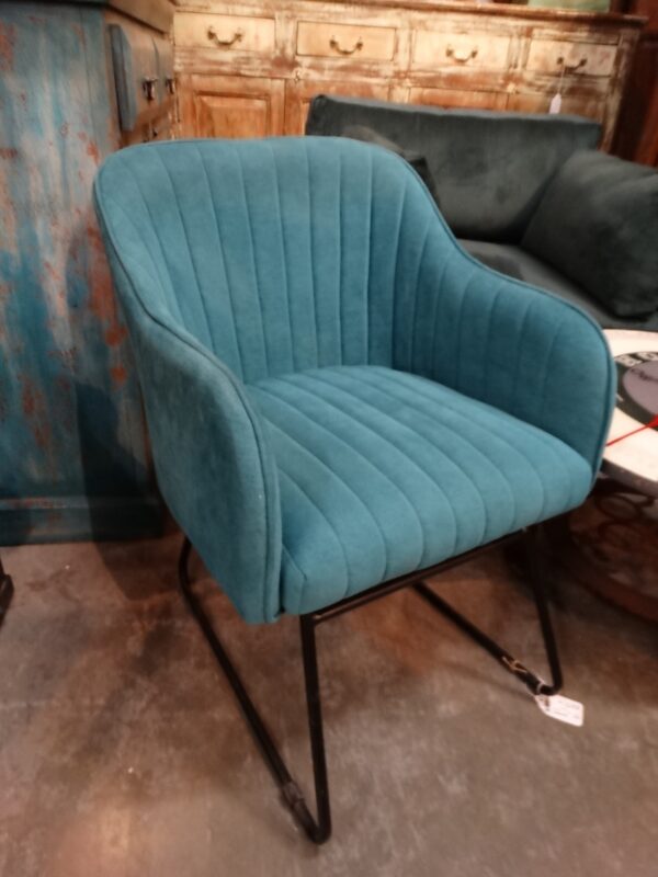 Chair Arm Chair Teal Blue Ribbed