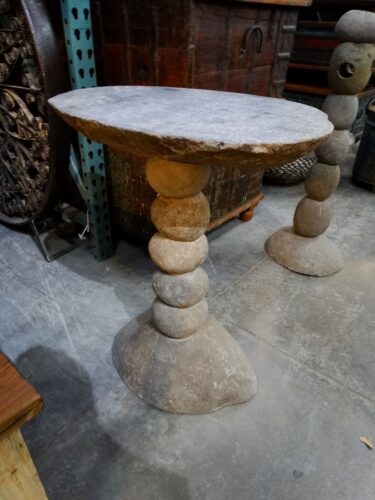 Stacking Stone Table Stacked Stones End Table Stand - Rare Finds Warehouse