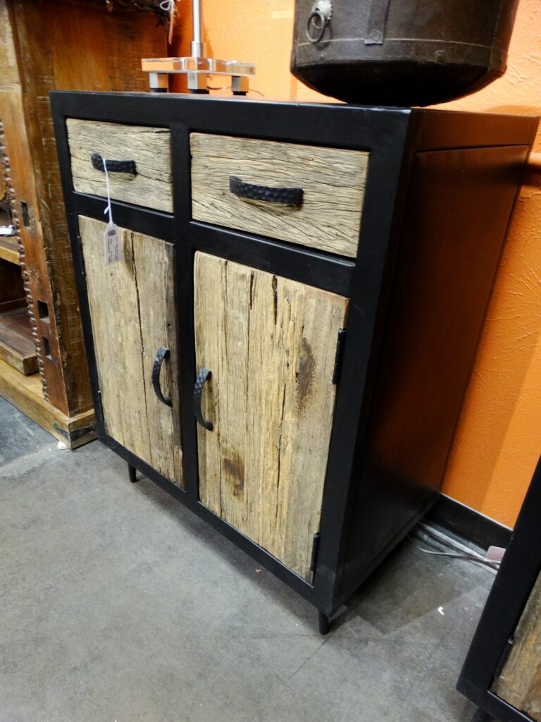 Sideboard Black Metal Frame Rustic 2 Door Sideboard Cabinet