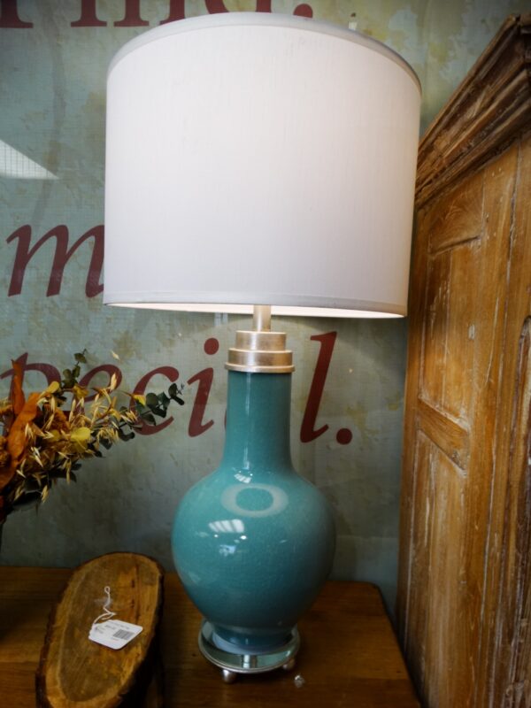 Lamp Crackled Blue Glass Table Lamp