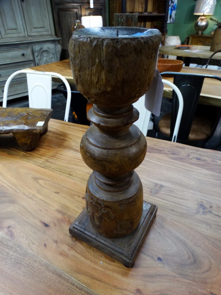 Candleholder Dark Carved Candleholder Pillar