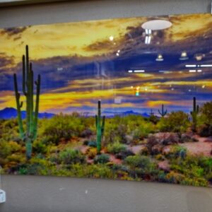 Glass Art Desert Scene Cactus Glass Art