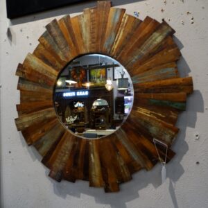Mirror Pieced Reclaimed Wood Round Mirror