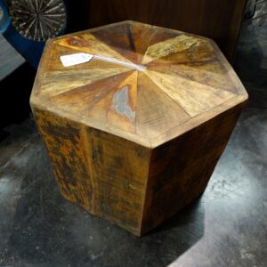 Table Hexagonal Shaped Reclaimed Wooden End Table