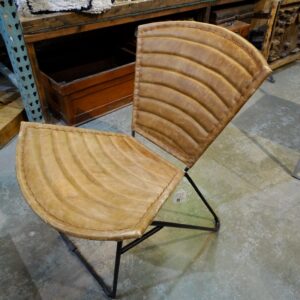 Chair Quilted Fan Leather Chair Side Chair Camel