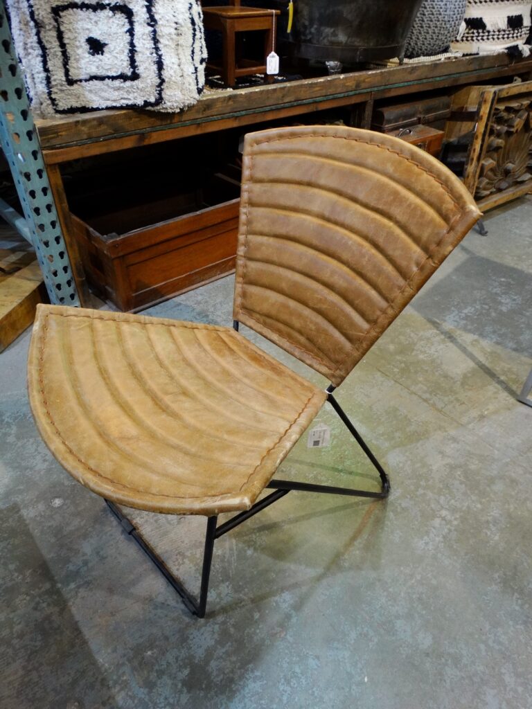 Chair Quilted Fan Leather Chair Side Chair Camel