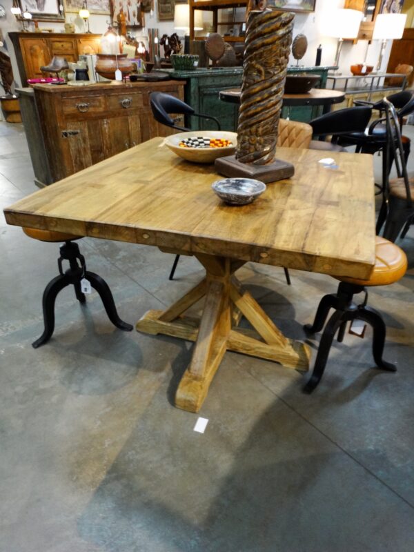 Table Square Wooden Pedestal Table