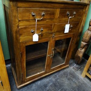 Cabinet Wooden Cabinet with Drawers and Glass Doors