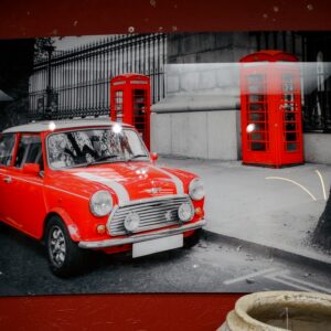 Wall Art Photo Glass Wall Art Red Car and Booth