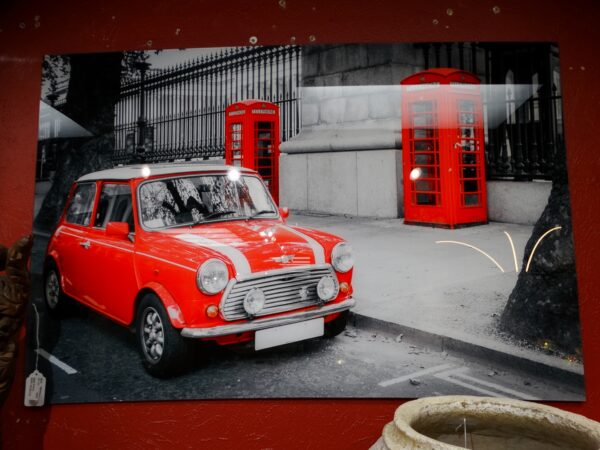 Wall Art Photo Glass Wall Art Red Car and Booth