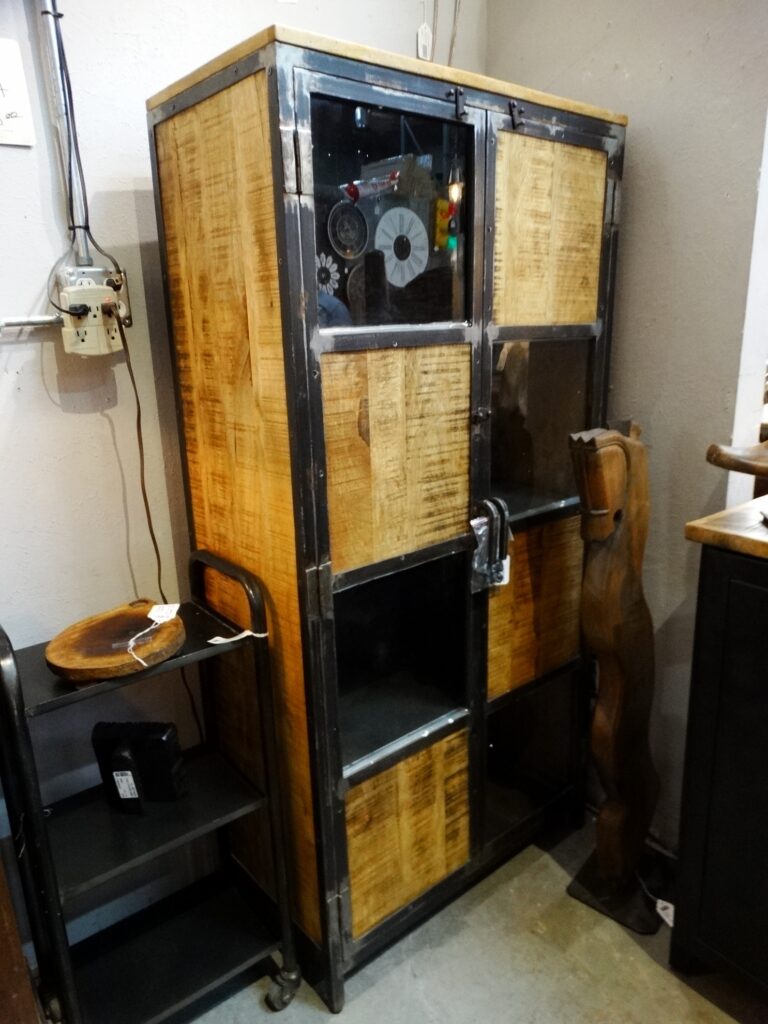 Cabinet Tall Cabinet with Checker Doors