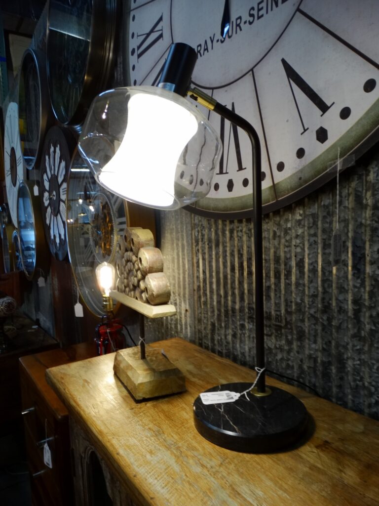 Lamp White and Black Marble Table Lamp