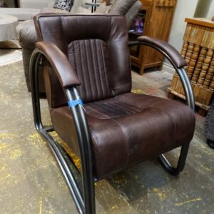 Arm Chair Arc Arm Chair Quilted Center Leather Brown