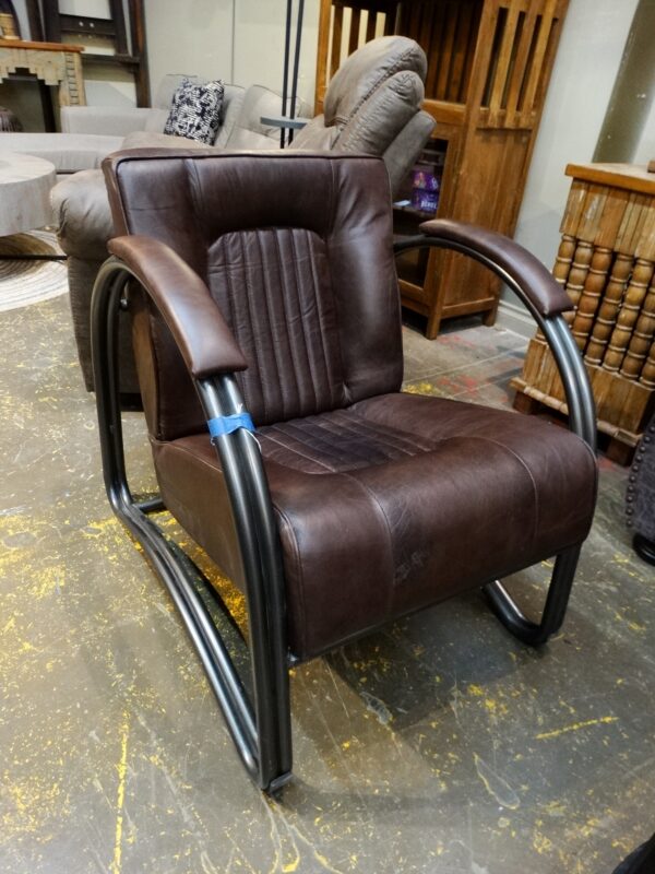 Arm Chair Arc Arm Chair Quilted Center Leather Brown