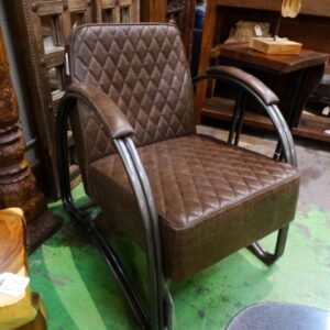 Arm Chair Arc Arm Chair Quilted Leather Brown