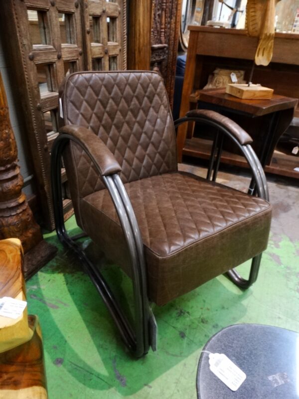 Arm Chair Arc Arm Chair Quilted Leather Brown