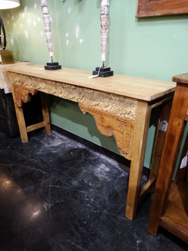 Console Natural Carved Console Table with Reclaimed Elements